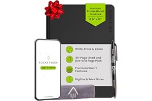 Rocketbook Pro Smart Reusable Notebook, Lined & Dotted Interchangeable Pages, For Work and Business Meetings, Letter Size 8.5x11, Black
