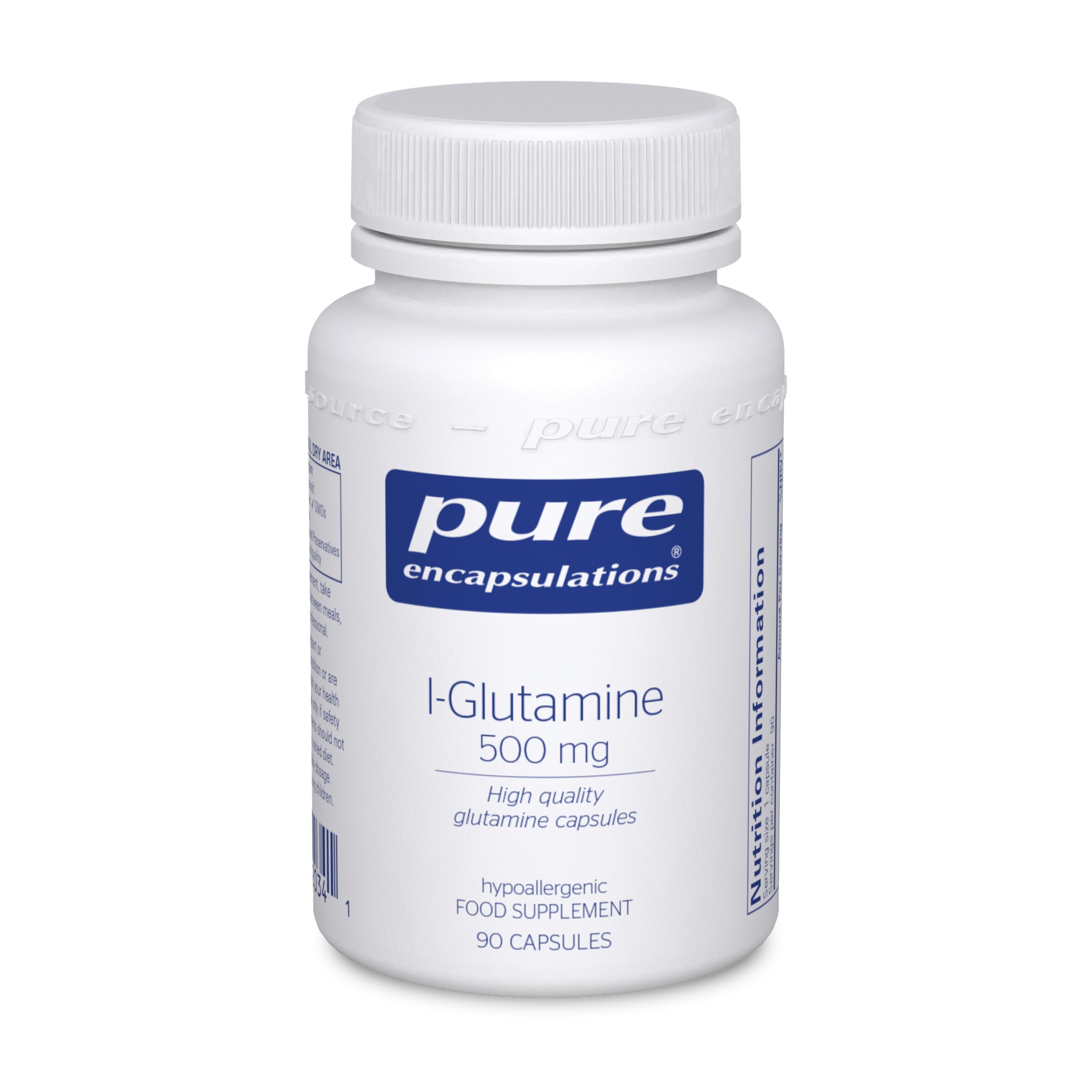 Pure Encapsulations L-Glutamine 500mg - Energy and Immune Support - 90 Capsules