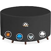 Zettum Round Patio Table Cover 62 Inch - 600D Outdoor Furniture Cover Round Waterproof & Heavy Duty, Lawn Furniture Set Covers for Outside Dining Table and Chairs Seating Combo - 62 x 62 x 28 Inch