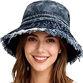 Busnos Denim Bucket Hats for Women Trendy Cute Bucket Hats for Men Woman Foldable Brim Hat Beach Hat Wide Brim Hats for Men