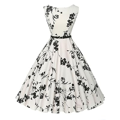 Vestido de t&eacute; vintage sin mangas GRACE KARIN Boatneck con cintur&oacute;n