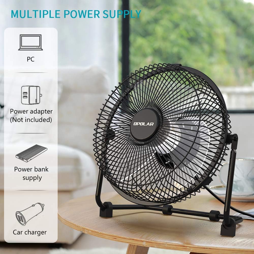 OPOLAR USB Powered Desk Fan with USB plug, 9 Inch Quiet Portable Fan with Enhanced Airflow, 2 Speeds,Perfect Personal Cooling Fan for Home Office Table: Home & Kitchen