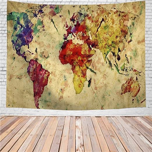 Amazon Co Jp Sekusii タペストリー 壁掛け おしゃれ 世界地図 装飾布 大判 ファブリック装飾用品 多機能ホーム装飾 模様替え 雑貨 部屋 窓カーテン 個性ギフト 100x75 ホーム キッチン