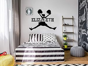 Cheerleader Name Wall Decal Girls Teens Room - Personalized Cheerleader Wall Decor, Sports Wall Decal, Custom Cheerleader Name Vinyl Sticker (Pattern 2)