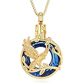 QGJNSGC Tree of Life Urn Necklace for Ashes Eagle Ring Cremation Jewelry Eagle Keepsake Memorial Human Pets Ash Pendant Holder Gift for Women Men