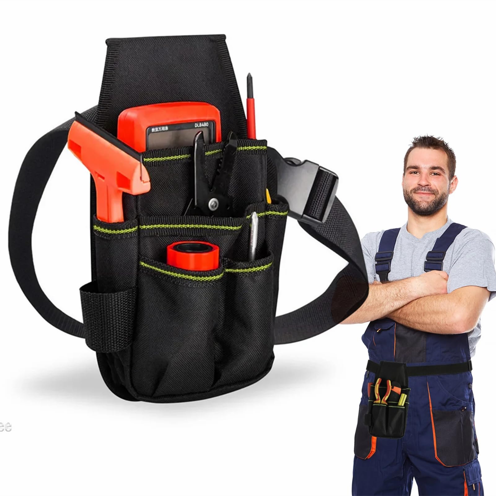 Garden Portable Multi-Function Tool Waist Bag Belt Tool Apron with Adjustable Tool Storage Bag with Heavy-Duty Waterproof Oxford FabricBlack