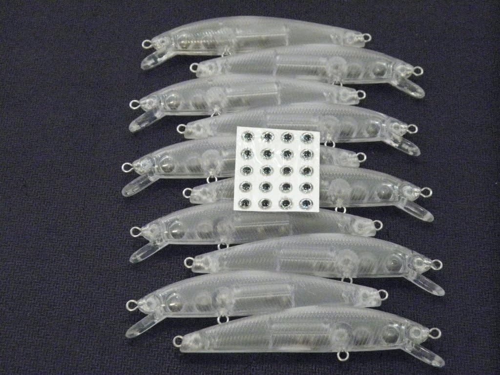 wLure 10 Blank Unpainted Minnow Jerkbait Fishing Lures with Free Eyes UPM638