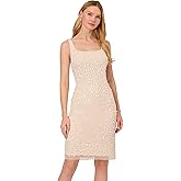 Adrianna Papell Women's Beaded Square Neck Short Dress