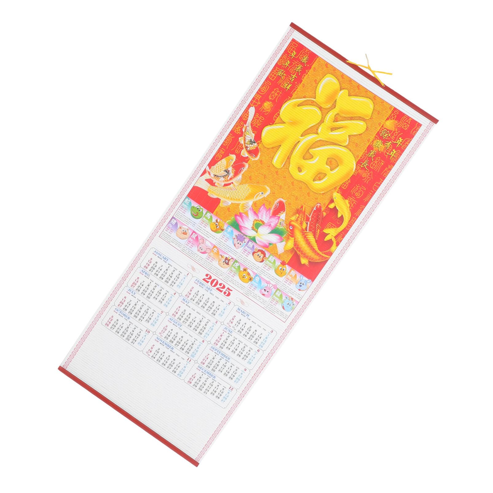 STOBOK Chinese Wall Scroll Calendar New Year Calendar 2025 Wall Hanging, Lunar Reel Decorative for Home