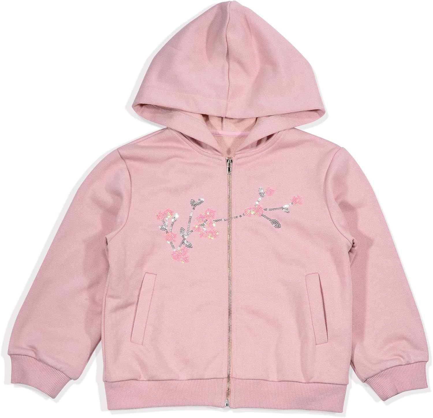 Girls Pants Sets, Crop Top Hoodie, Athletic Sweatsuit, Pink Sequins Embroidery: Clothing