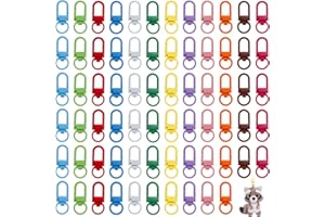 Ryetvok 70 Pcs Lobster Claw Clasps for Keychains, Heavy Duty Metal Swivel Clasp Hooks with Colored Key Rings, Small Clip Keyc