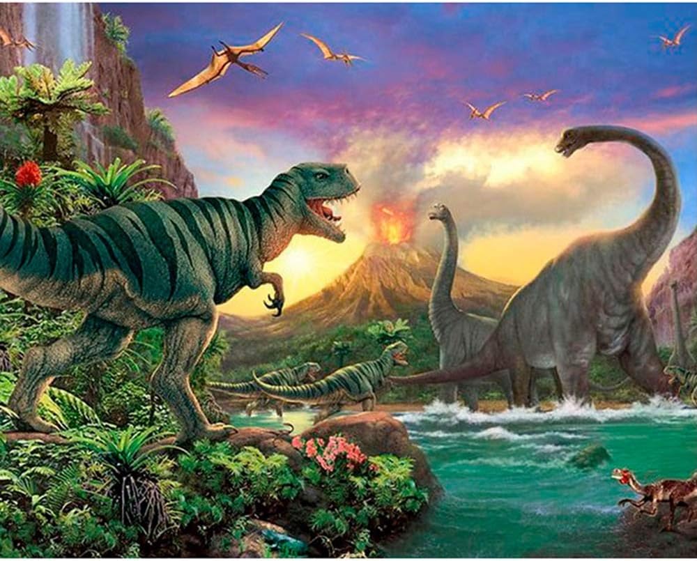 Dasorende 5D Diamante DIY Pintura de Dibujos Animados Dinosaurio Mundo