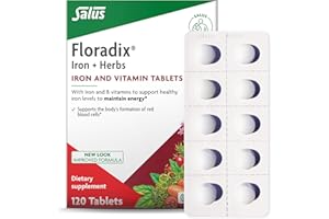 Floradix Iron Tablets - Iron Supplement with B Vitamins, Folic Acid, Vitamin C & More - Energy Support - Vegetarian & Gluten-Free - 120 Tablets (120 Servings)