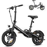 Electric Bike for Adults &amp; Teens, 1000W Peak Motor, 14" Ebike for Commuting | 30/25 Miles Max Range, 36V 9Ah /7.8Ah Battery, 22MPH Top Speed, Mini Commuter E Bikes, Dual Disc Brakes, 264 lbs Max Load