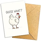 Podagree Guess What Chicken Card – Funny Farm Animal Greeting for Friends and Family – Hilarious Just Because, Birthday, or Congratulations – Blank Inside – Envelope Included - 8x5.3 Inch