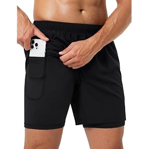 MAXCK Men's 2 in 1 Running Athletic Shorts 5 Inch Inseam with Liner Quick Dry Gym Workout Shorts for Men with Phone Pockets