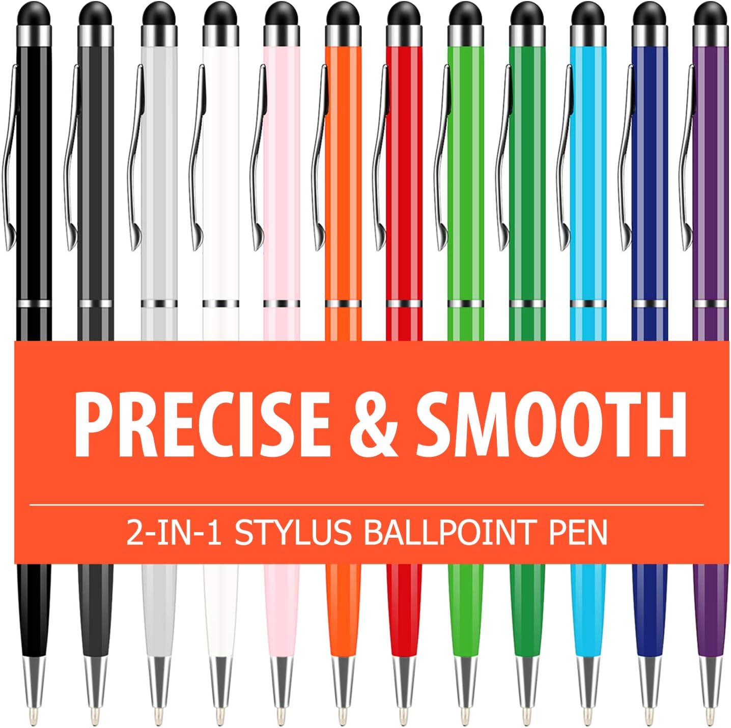 Stylus Pen, UROPHYLLA Stylus Pens for Touch Screens, 2 in 1 Capacitive Stylus Ballpoint Pen for iPad, Tablet, iPhone, Kindle, Samsung and Other Touch Screen Devices (Multicolor-12 Pack)
