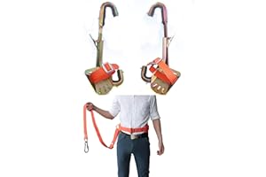 HUAWELL Climbing H Steel Tube & Concrete Pole Climbing Shoes with Adjustable Diameter, High-Intensity Mn Steel Alloy Electrician Pole Smooth Pole Together with Safety Belt, Pair Set.