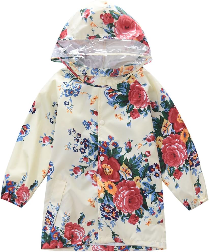 M2C Girls Floral Patterned Hooded Waterproof Raincoat