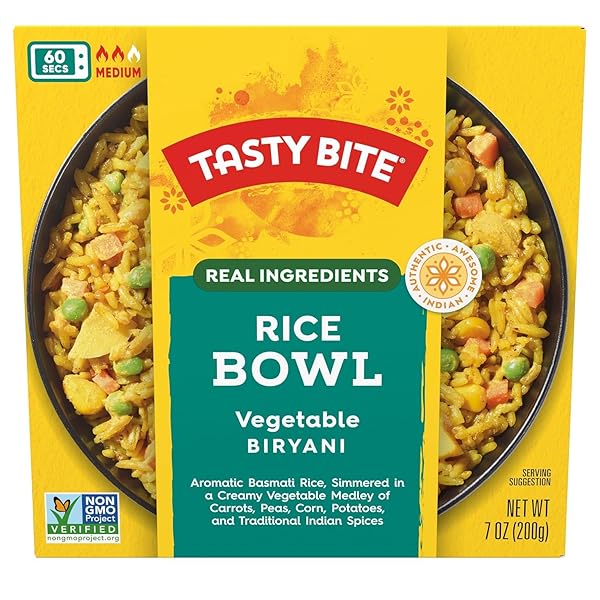 TASTY BITE VEGETABLE BIRYANI RICE BOWL, READY TO EAT, MICROWAVEABLE, GLUTEN FREE, 7 OUNCE (PACK OF 6)