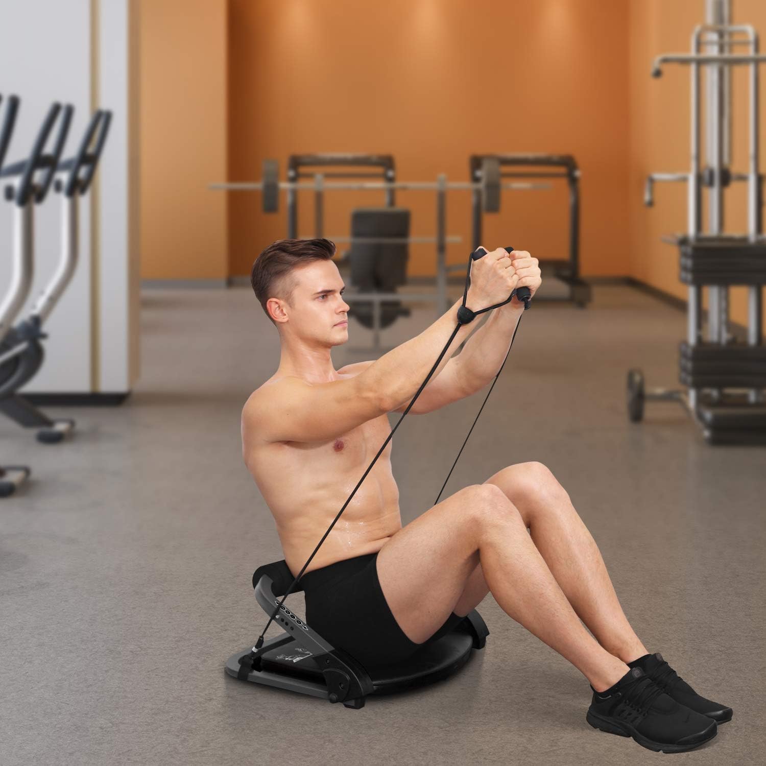 femor Core & Abs Exercise Trainer, Total Body Muscle Building Crunch Training Machine, Home Gym Fitness Equipment for Strength Training with Resistance Bands & Workout Guide, Black : Sports & Outdoors