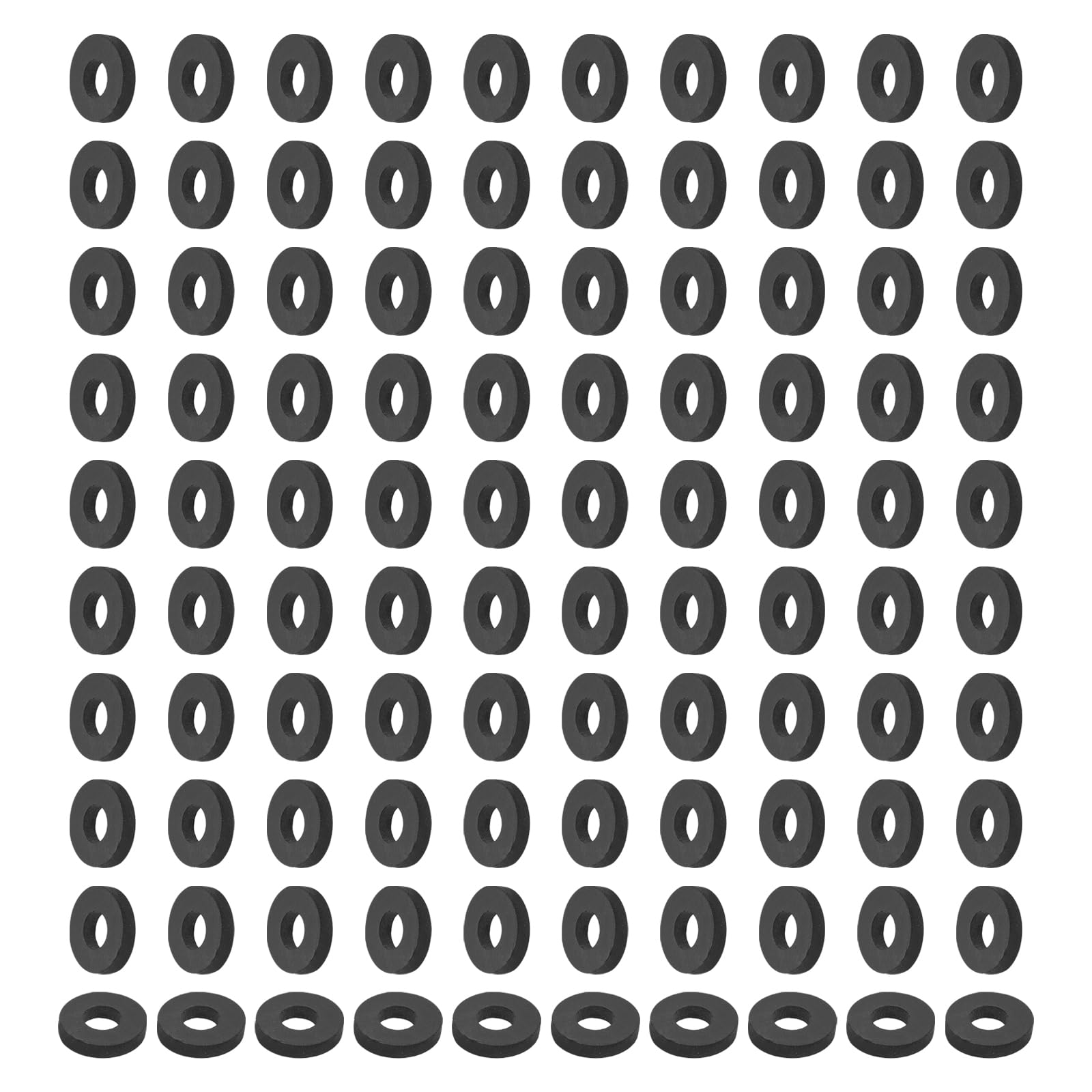 PATIKIL 100 Pcs Flat Rubber Washers 0.39" ID 0.98" OD 0.19" Thickness Sealing Rubber Spacer Gasket for Bolts Faucets Screws Hose Plumbing, Black