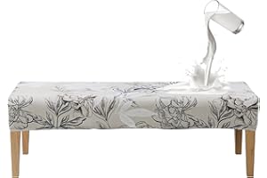 EVOLLER Waterproof Dining Bench Cover 57-60inch 5ft Stretch Floral Bed Bench Cover for Bedroom Rectangle Washable