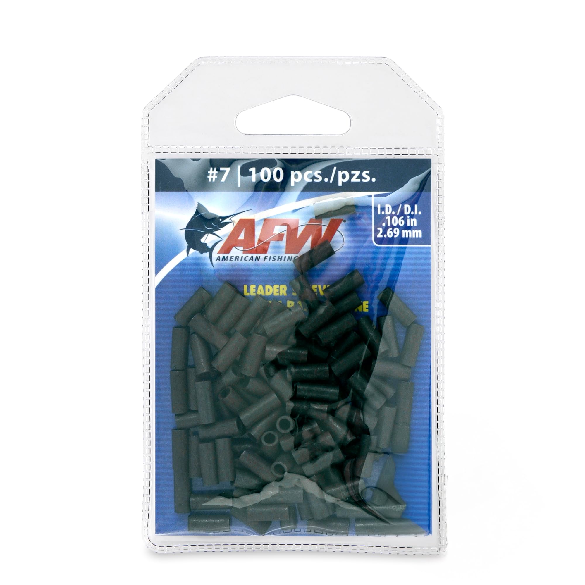 American Fishing Wire Single Barrel Crimp Sleeves, Black Color, Size 7, 0.106 -Inch Inside Diameter, 100-Pieces