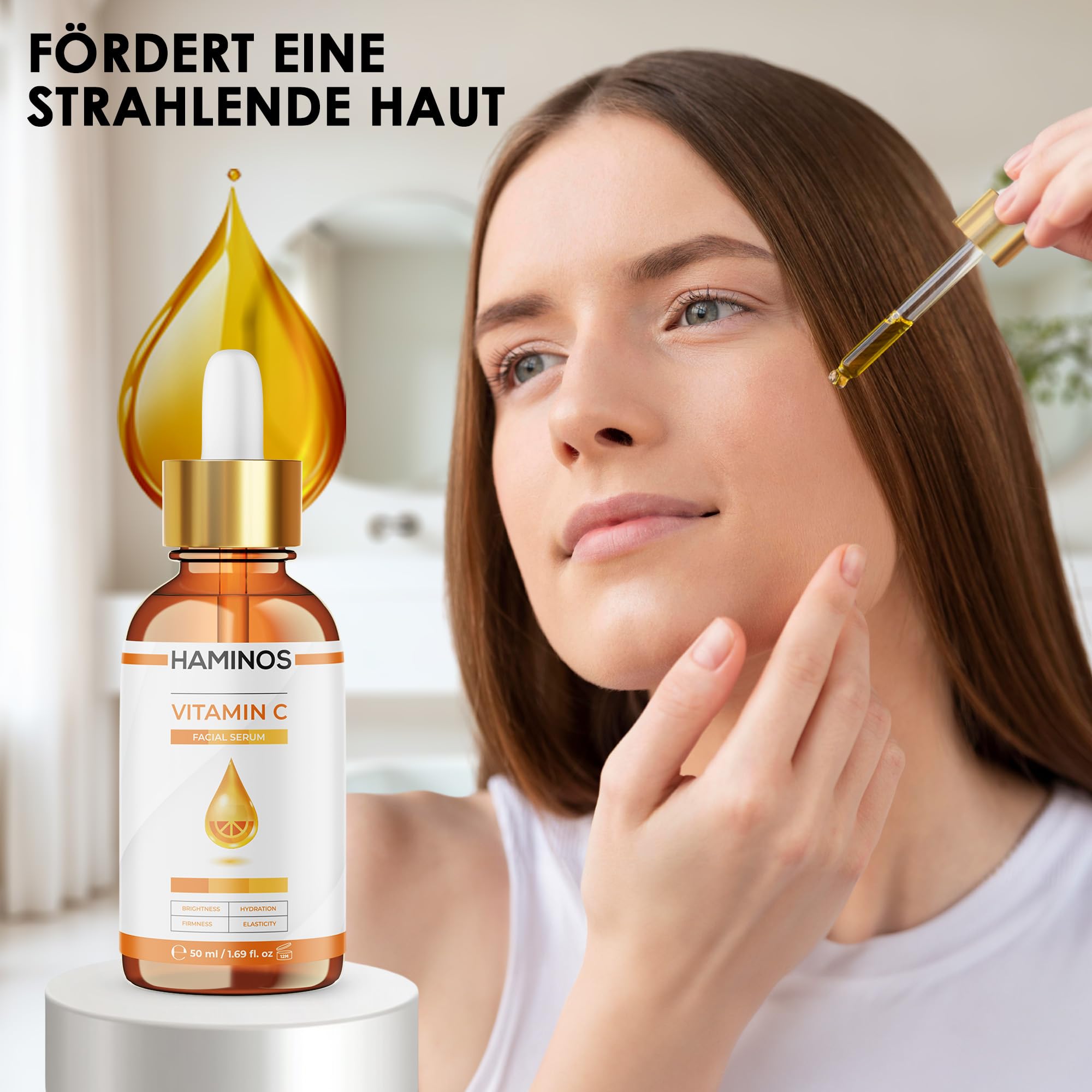 HAMINOS Vitamin C Serum mit Niacinamid, Hyaluronsäure und Peptiden – Aufhellend, Straffend, Feuchtigkeitsspendend, Anti-Falten und Antioxidativ - EINZIGARTIGE FORMEL (50 ml) 6