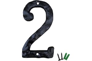 YICC 5.5 Inch House Numbers, Cast Iron Home Address Number/Mailbox Number, Black Finished (Number 2)
