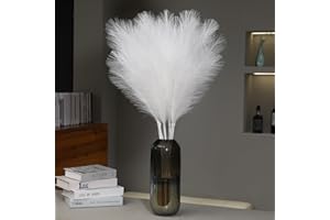 Wertuirk 9 Stems White Faux Pampas Grass - 38 Inch Tall Artificial Pompous Grass Decor, Large Fake Pompas Floral for Vase Filler, Wedding Centerpieces, Party, Christmas and Home Decor (White)
