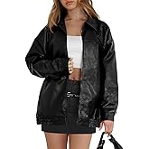 WIHOLL Womens Leather Jackets Faux Suede Oversized Fall Motorcycle Coats Fashion Winter Outfits Clothes Y2k Tops