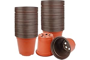 5 Inch Plant Pot 30-Pack, Plastic Seedling Pots with Drainage Holes Nursery Pots for Seed Starting, Indoor Outdoor Garden Con
