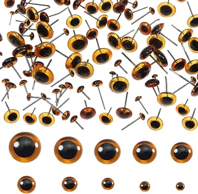 TOAOB 100pcs Deep Brown Glass Eyes Kits 3mm to 12mm for Crafts