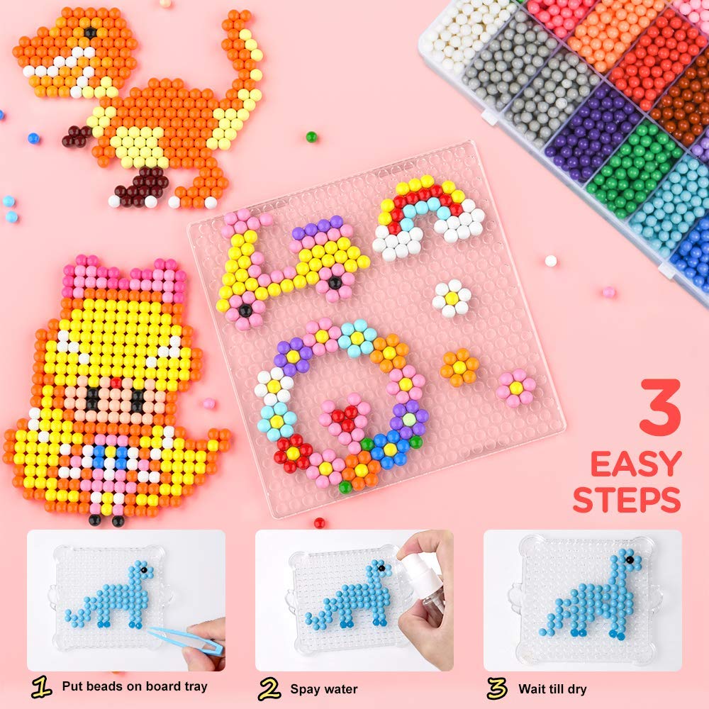 Mua SEEKONE Water Fuse Beads Kit, 24 Colors 30 Patterns 6400Pcs Refill NonToxic Water Sticky