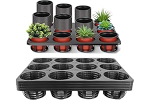 12 Cell Nursery Planter Pots Trays, 6-Pack Seed Starter Pots Moving Trays, Plant Pot Shuttle Carry Holder and Trays for 4 inc