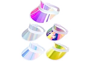 BEEVARN 5 Pack Sun Visor Hats Women Clear Colorful Party Outdoor Sports Beach Golf Cap