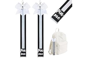 DEEKA 2 PCS Cheer Pin Strap Pin Me Ribbon for Backpack Glitter Cheerleader Keychain Cheer Gifts Cheer Bow Pin Holder
