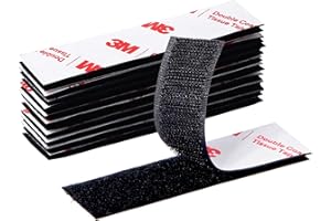 P7YAUMY Hook and Loop Strips 10 Sets 1in x 4in, Double Sided Adhesive Strips Fastener, Reclosable Sticky Back Interlocking Nylon Picture Hanging Strips, Rug Gripper & Double Sided Carpet Tape