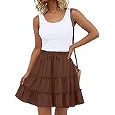 Lepunuo Boho Skirts for Women Flowy Casual Cute Skorts Built-in Shorts Floral Ruffle Tiered Skirts with Pockets