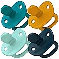 Boon Jewl Silicone Orthodontic Pacifier - Baby Pacifier with Soothing Gem-Shaped Nipple - Comfortable Baby Pacifiers Support Natural Oral Muscular Development - Blue - 4 Count - 3-6 Months