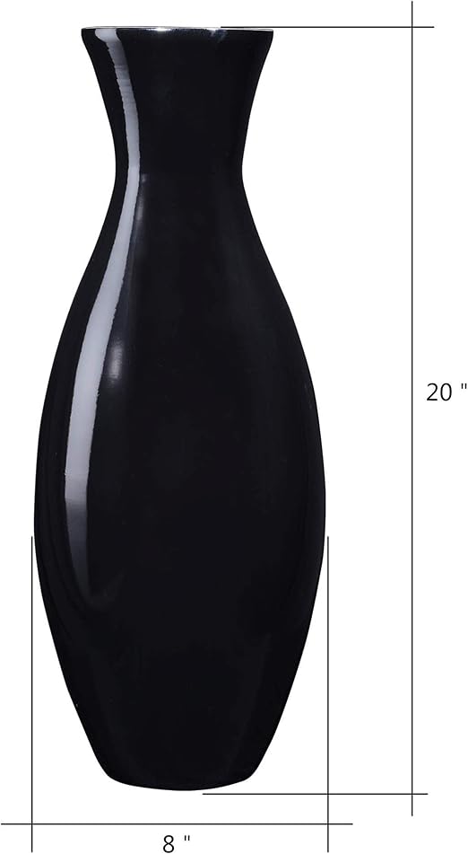 VILLACERA Handcrafted 20” Tall Black Classic Floor Vase for Silk Plants Flowers Filler Decor B07L5FKYKG