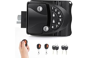 RIIAI Password Keyless Entry RV Lock : Zinc Alloy Metal Keyless RV Door Lock 2 Fobs - Remote Key 2 Pcs, Waterproof Control Lock Latch Handle with Knob Deadbolt for Travel Trailer Camper