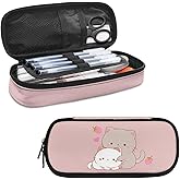 HELLHERO Kawaii Strawberry Cat Pencil Case Pencil Pouch Sturdy Pen Bag Portable Pens Holder Stationery Pouch for Girls Kids Teen School Office