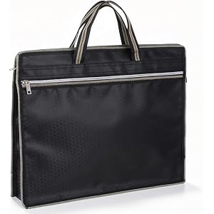 Xyembu Black Oxford Handle Document Bag with Zipper, Portable Briefcase | File Tote Bag Pouch for Carrying Paper Files Books