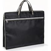 Xyembu Black Oxford Handle Document Bag with Zipper, Portable Briefcase | File Tote Bag Pouch for Carrying Paper Files Books File Document Bag