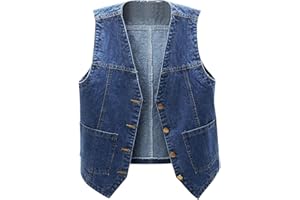 Boys Girls Denim Vest Loose Sleeveless Button Jean Waistcoat Unisex Teen Trendy School Vintage Street Jacket Tops