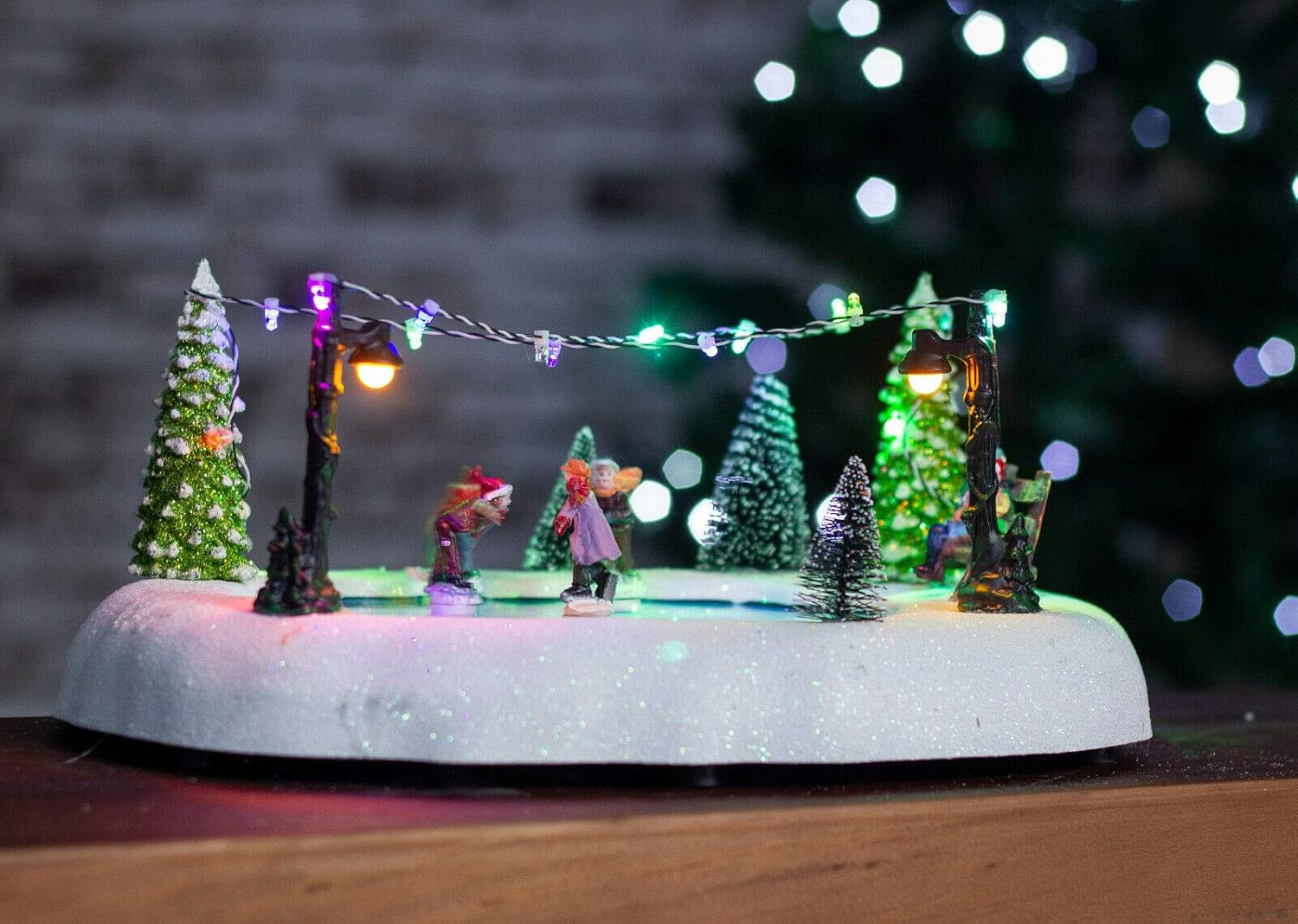 Homezone Animated Musical Christmas Ice Skating Nativity Scene