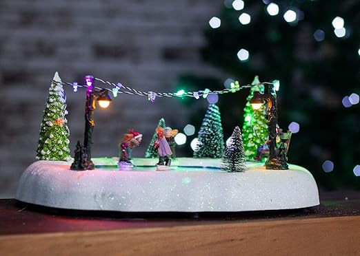 Homezone Animated Musical Christmas Ice Skating Nativity Scene