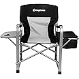 KingCamp Directors Chair with Side Table, Portable Folding Camping Chairs 300lbs Heavy Duty Seat with Pocket, Breathable Mesh Back & Compact Design for Camping Hiking Backpacking Fishing